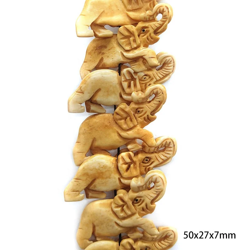 Daning assorted sizes colors exquisite HANDCARVED natural cattle bone running elephant beads pendants for jewelry making