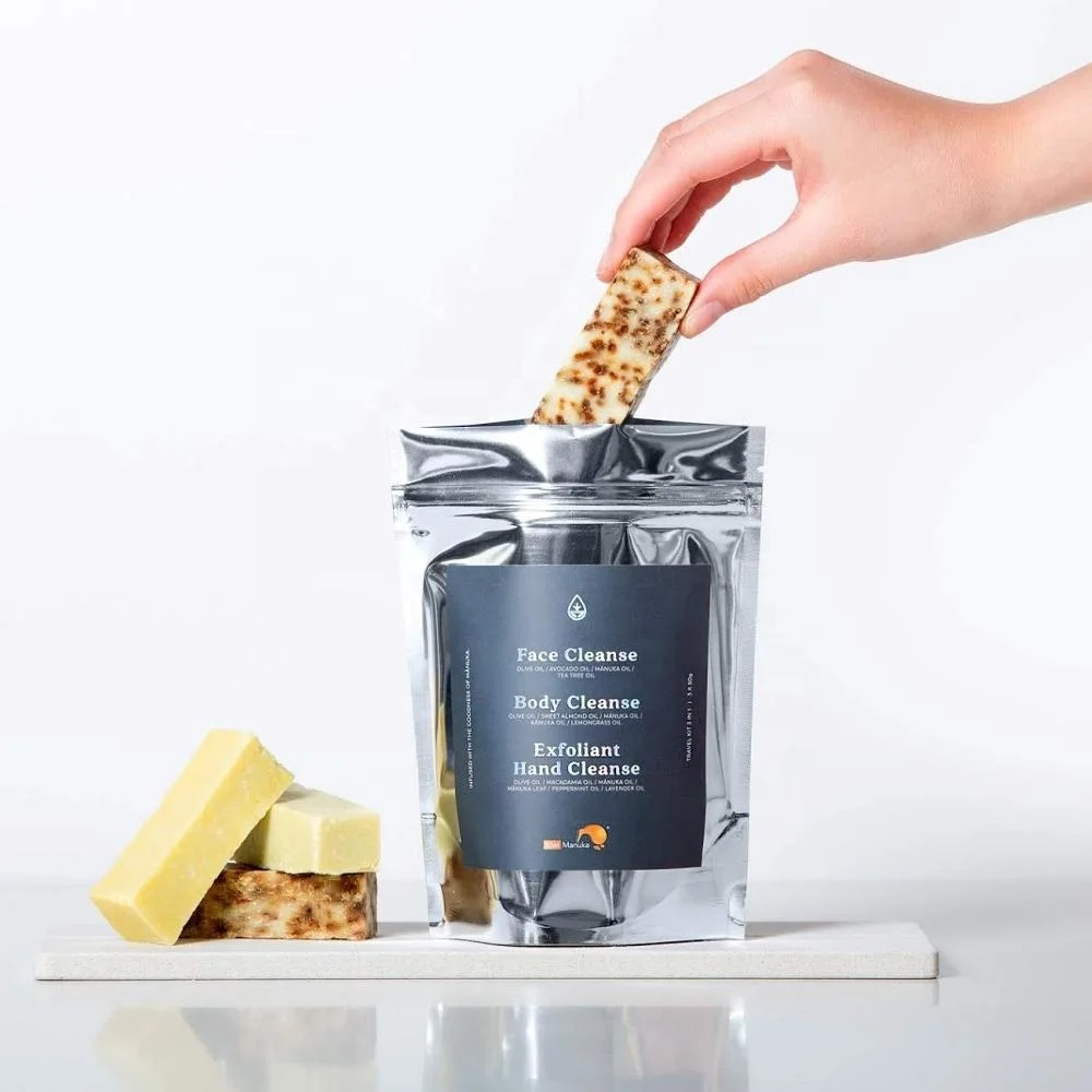 
aluminum hand and face cleanse soap packing doypack with ziplock 