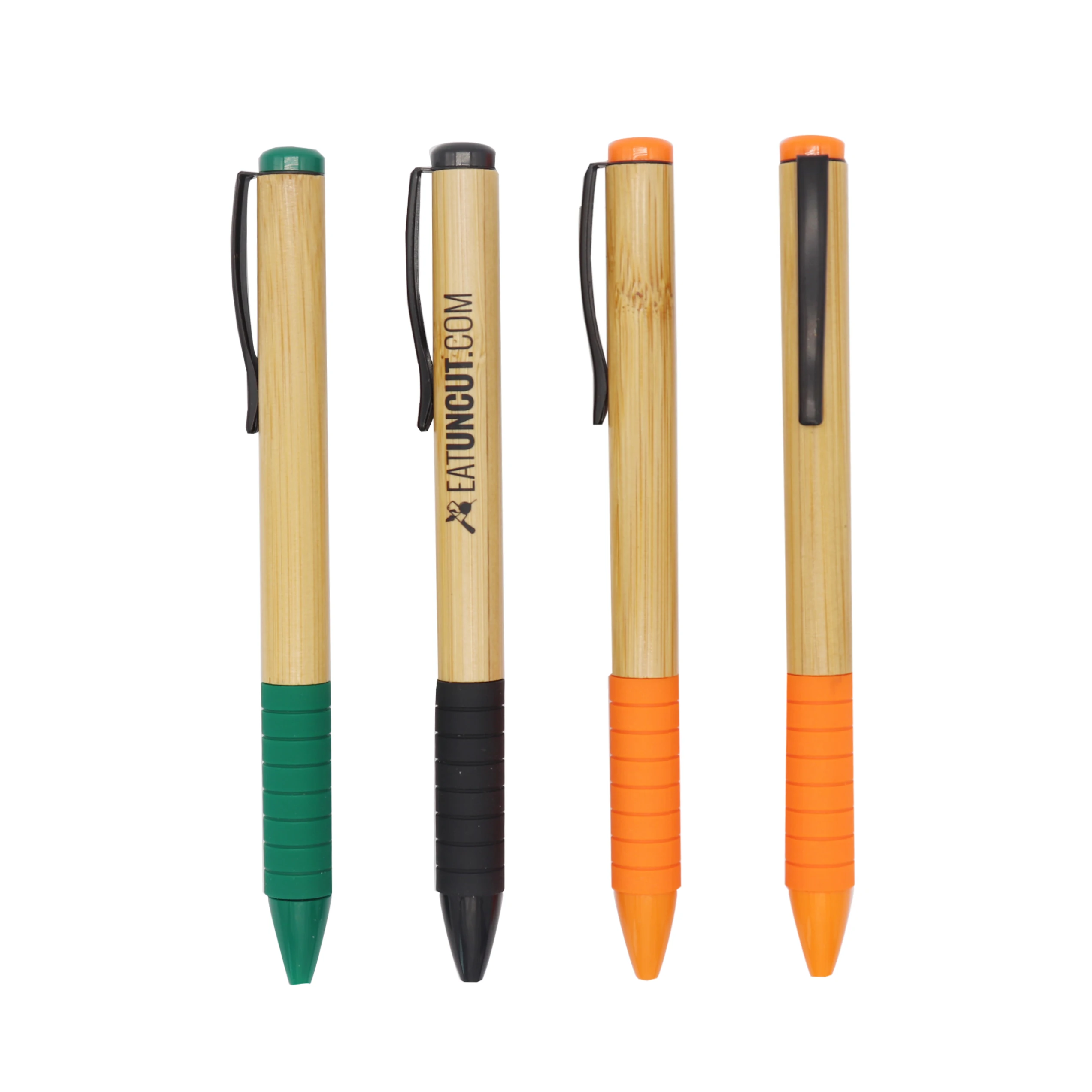 Wholesales customized LOGO simple bamboo calligraphy eco pen with metal pen clip