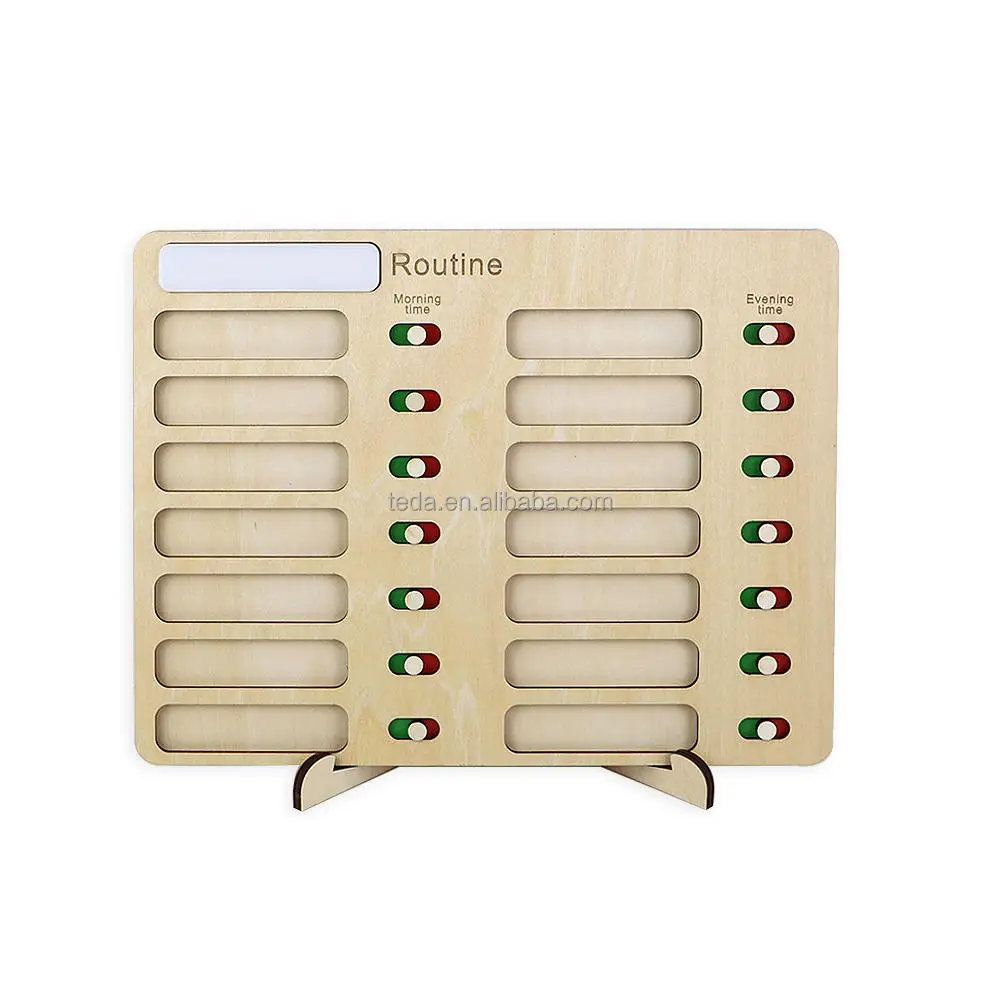 Montessori learning toys  Kids Daily Tasks Board Sliding Routine Chore Chart Visual Schedule for Toddler