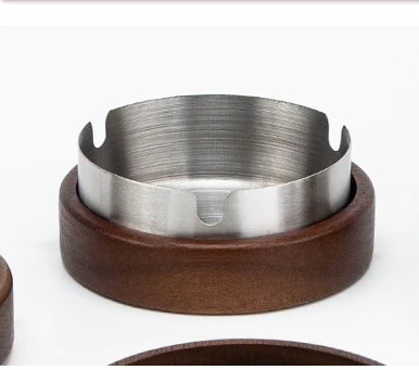 Real Walnut Wood 3 Parts Ashtray Smoking Outdoor Cigarettes Ash Tray with Lid smell proof
