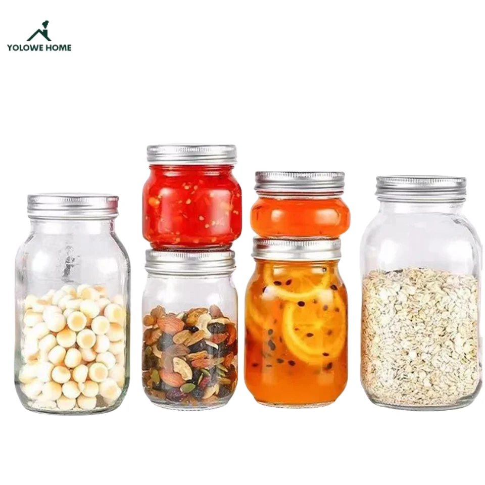 YOLOWE роскошный современный дизайн стеклянная банка с широкой крышкой для рассола кухни хранения приправ