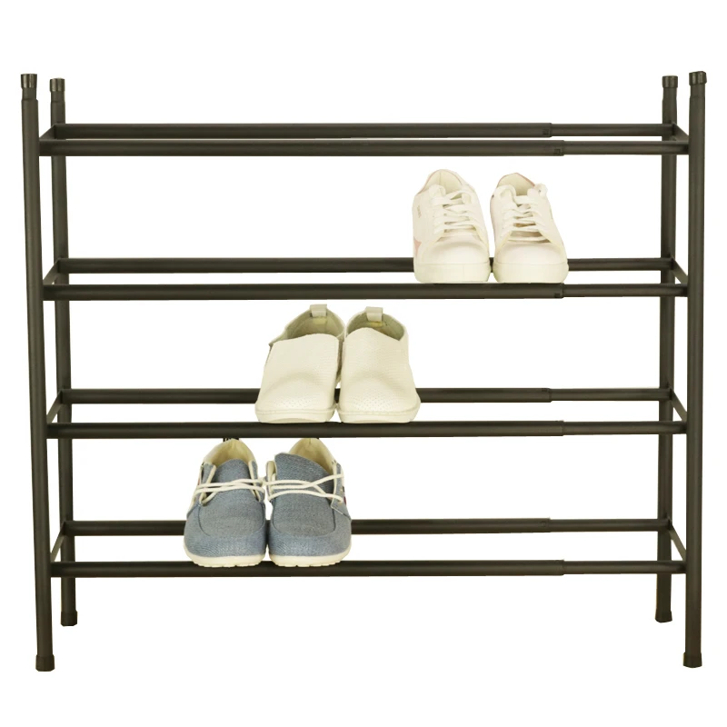 4-Tier Expandable Shoe Rack,Adjustable Shoe Shelf Storage Organizer Heavy Duty Metal Free Standing Shoe Rack for Entryway