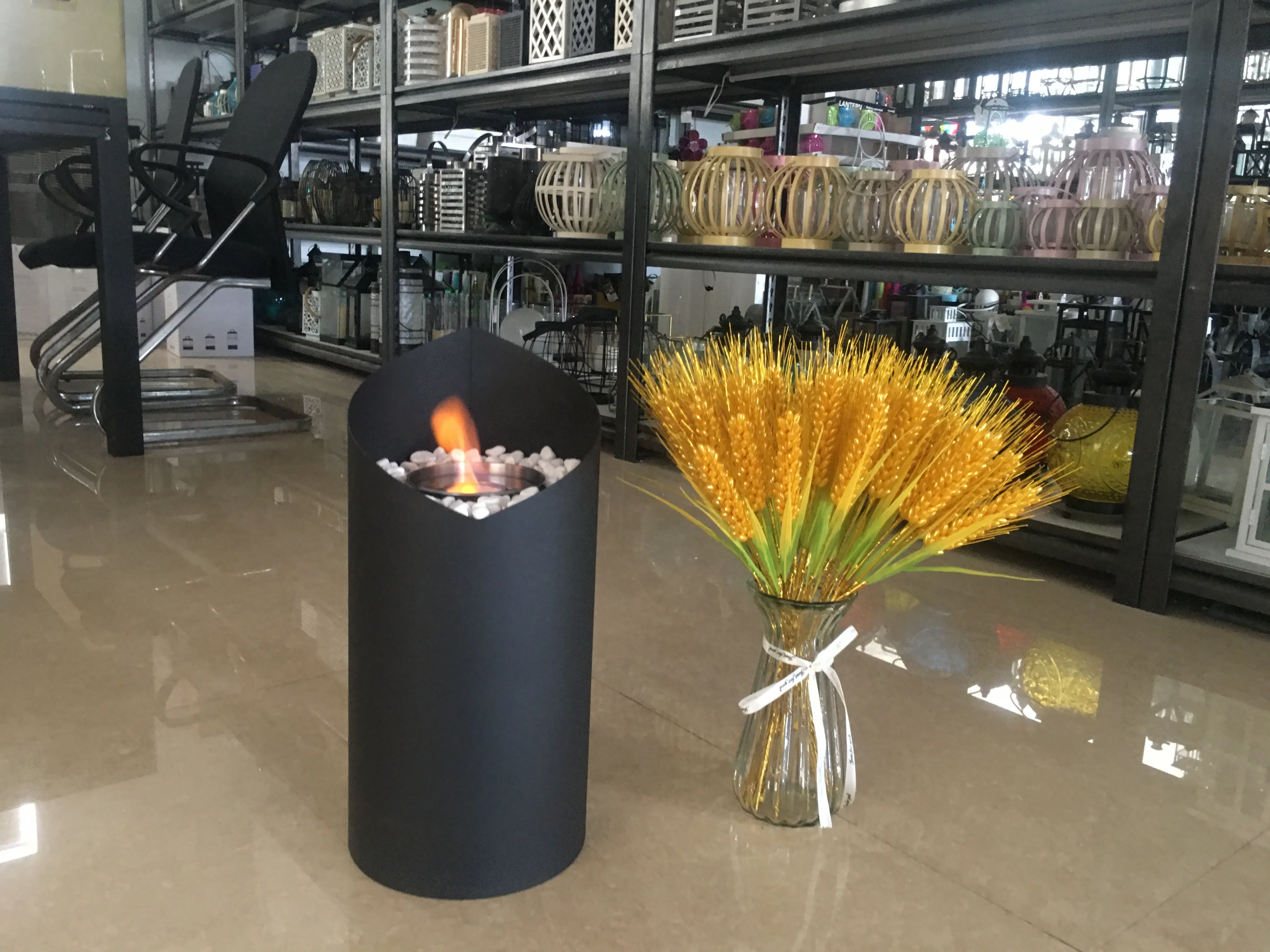 indoor outdoor garden home decoration round iron stainless steel fiber cotton glass rubbing alcohol tabletop ethanol fireplaces