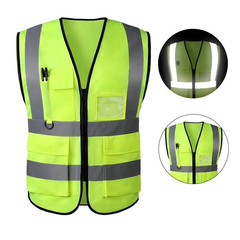 Zipper Closure HIVI  Reflective shirt  Safety Vests with Chest Pocket