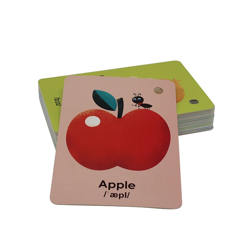 Custom OEM Child Educational Alphabet Fruits Kid  Educational Flash Cards Printing