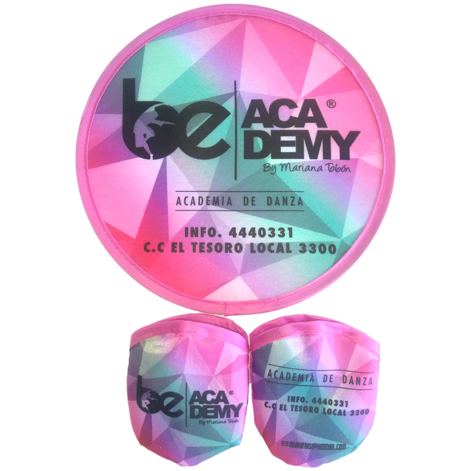 Customized Sublimation Decorative Fabric Foldable Nylon Round Hand Fan With Pouch