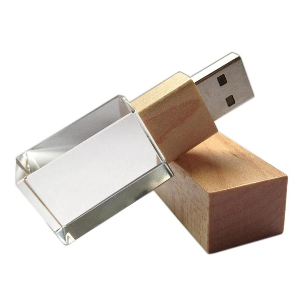 Custom 3D Logo Wood Acrylic Crystal USB 3.0 Wooden Glass USB Flash Drives Stick Custom Engraved Logo