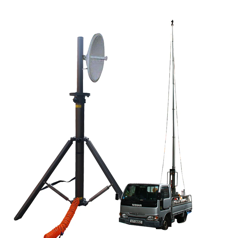5m 150kgs top loading pneumatic military antenna ham radio mast video