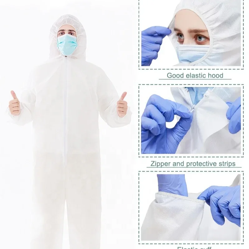 Wholesale Chemical Protection Gown Suit Antistatic Ppes Sms Isolation Coverall Tyvek Hazmat Suit Disposable Coveralls