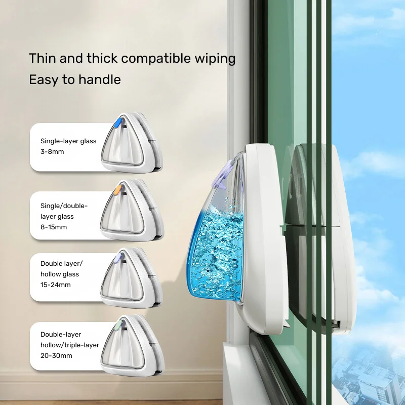 3-8mm glass Automatic water glass cleaning wiper faced double window cleaner magnetic glass cleaner