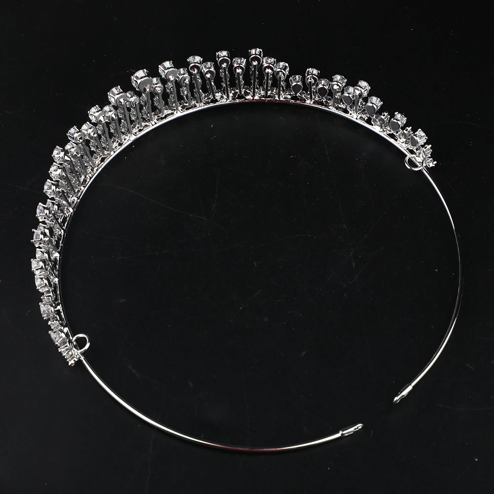 CUNYAN Platinum Plated High-end Bridal Hair Accessories Wedding Pageant Cubic Zircon Tiara Crowns Bridal Tiara Headpiece