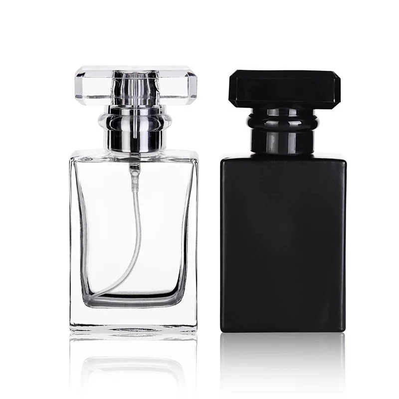 Ruizhuo Small Square Perfume Glass Bottle Luxury 30ML 50ML  Empty Transparent Glass Perfume Bottle Spray Glass Bottle With Pump