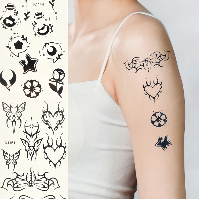Wholesale tattoo flowers stickers flower small animal black tattoo supplies couple style disposable temporary stickers tattoos