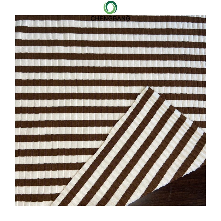 Fabric Factory Wholesale Polyester Rayon Spandex Waffle Stripe Knit Fabric for Sport wear Tops