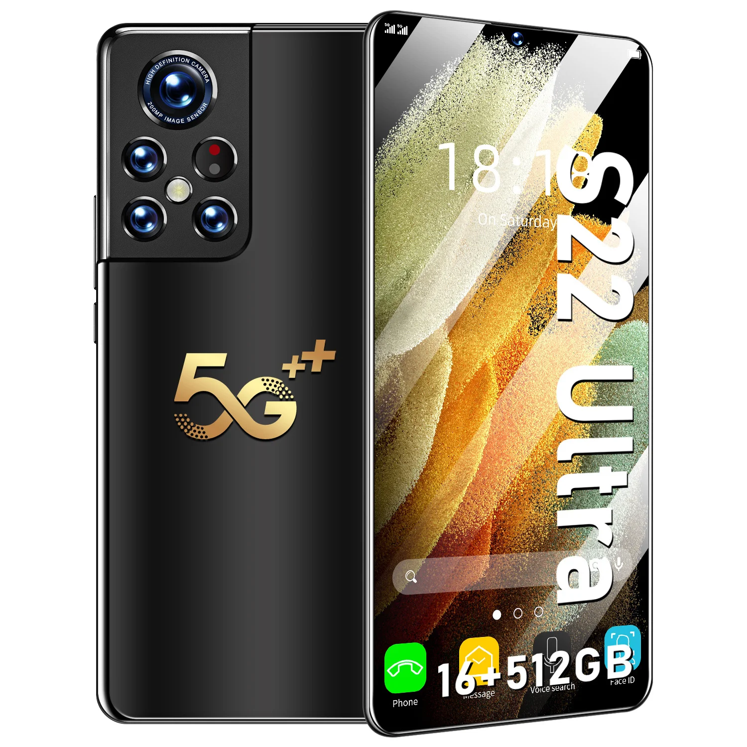 Смартфон S22, сверхполноэкранный, 16 + 512 ГБ, мобильный телефон Android, разблокированный сотовый телефон