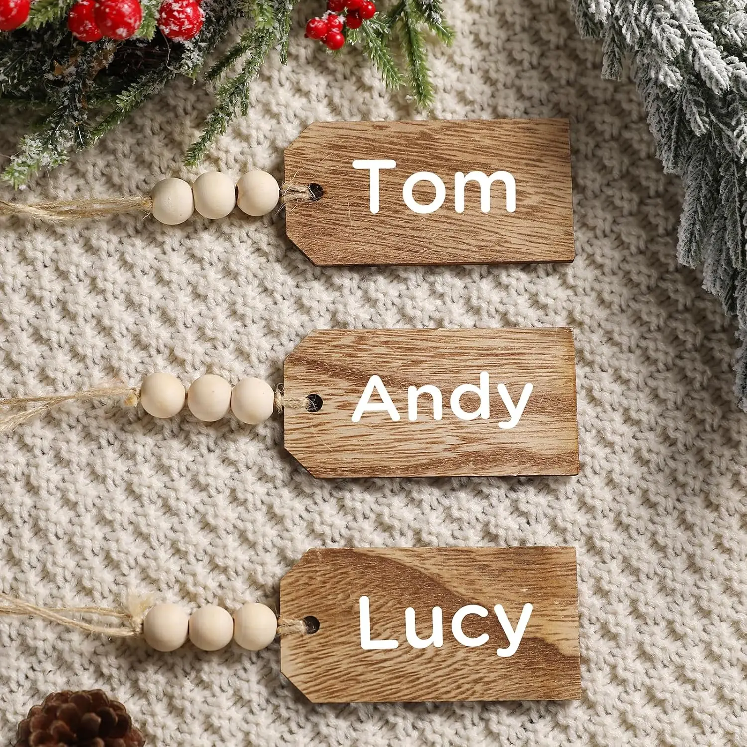 Christmas Home Decorations Ornament Indoor Wooden Christmas Gift Tags Farmhouse Wood Xmas Hanging Stocking Signs