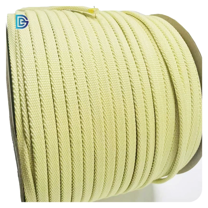 High Temperature Resistant 3mm Aramid rope Cut Resistant Yellow Hollow Braided 12 Strands Aramid Fiber Rope Kevlar