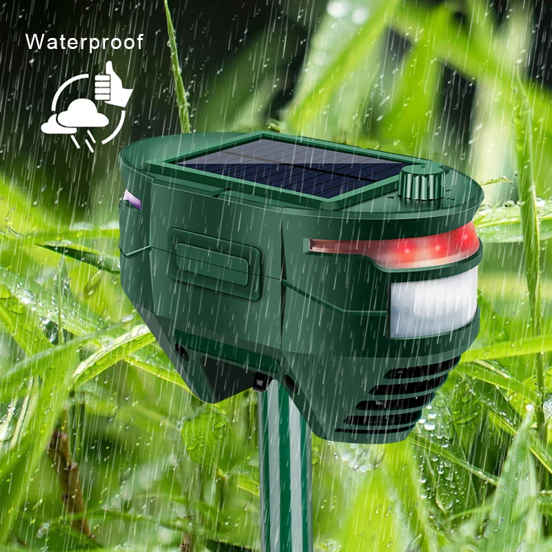 Solar Animal Repeller lights Ultrasonic Bird Dog Cat Wolf Wild Pig Badger Repellent Waterproof Wild Animal Bird Repeller