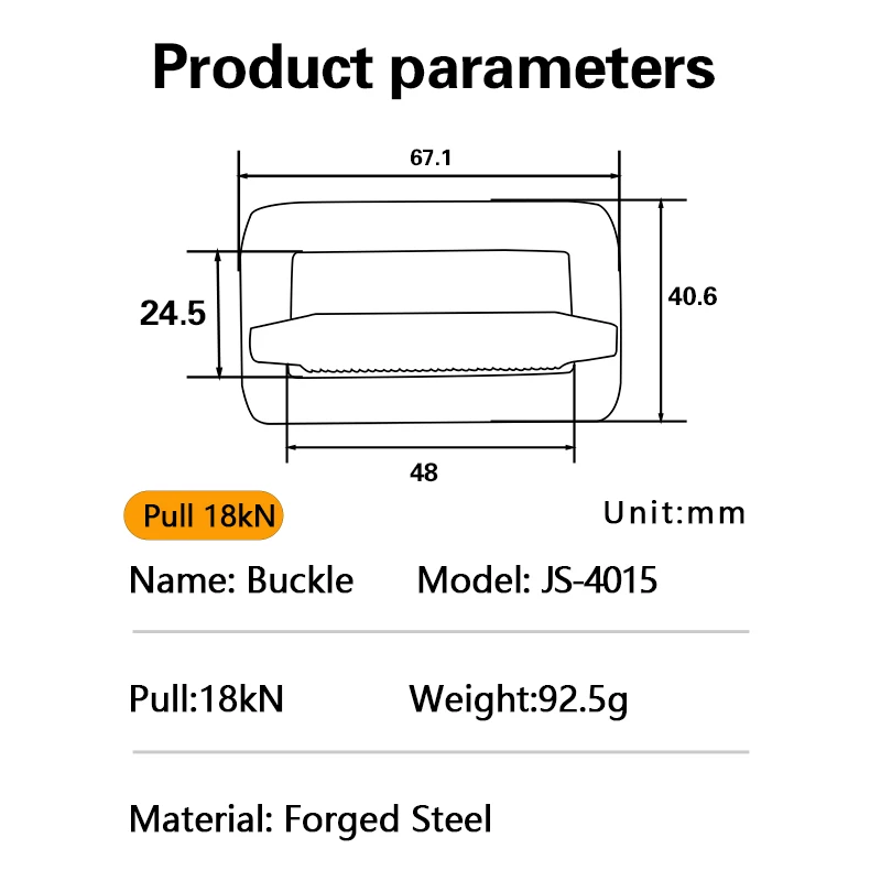 Safety 19mm Width Metal Steel Buckle For Bag customized logo alloy steel 45mm Slider buckle with 18KN for parachute harness