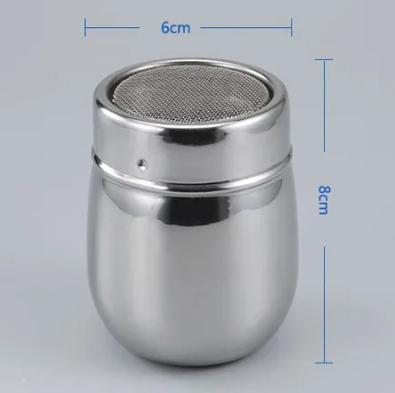 Stainless Steel Seasoning Shaker Sugar Chocolate Cocoa Powder Can Salt Pepper Shaker