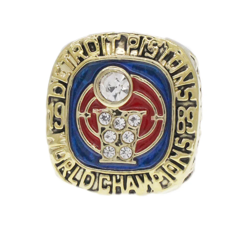 1989 Pistons ring sterling silver set with diamond 18K children college male gold and silver jewelry wholesale