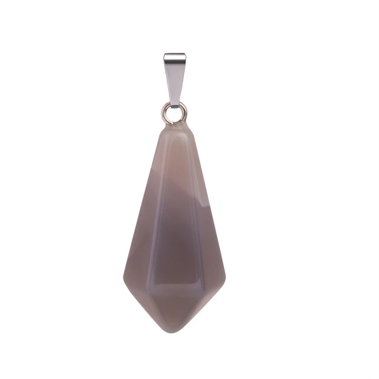 Fashion Hot Selling Natural Stone Pointy Drop Conical Pendant Malachite Cut Healing Crystal Spirit Pendulum