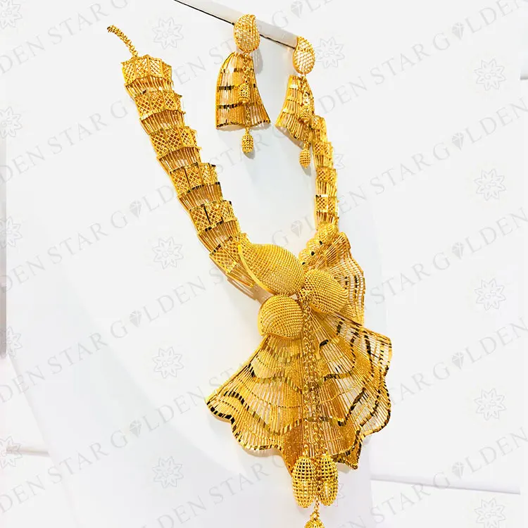 Golden Star Jewelry High Quality Luxury 24K 18K Gold Color African Dubai Gold Plated Jewelry Sets