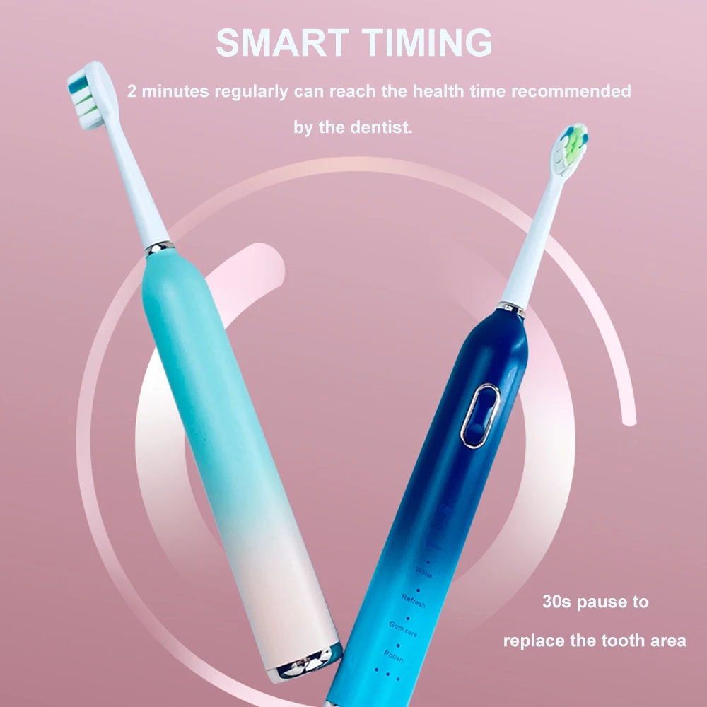 Adult Ultrasonic Electric Toothbrush 5 Modes Powerful USB Rechargeable Tooth Brush Waterproof Automatic OEM Electric Toothbrush