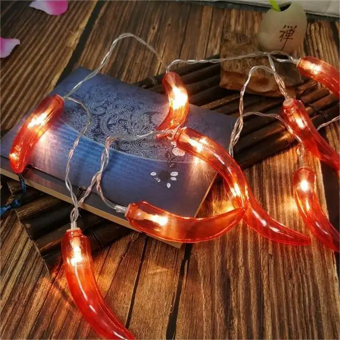 LED Red Chili Pepper Kitchen Christmas New Year Decor Garland Fairy String Ornament Lights