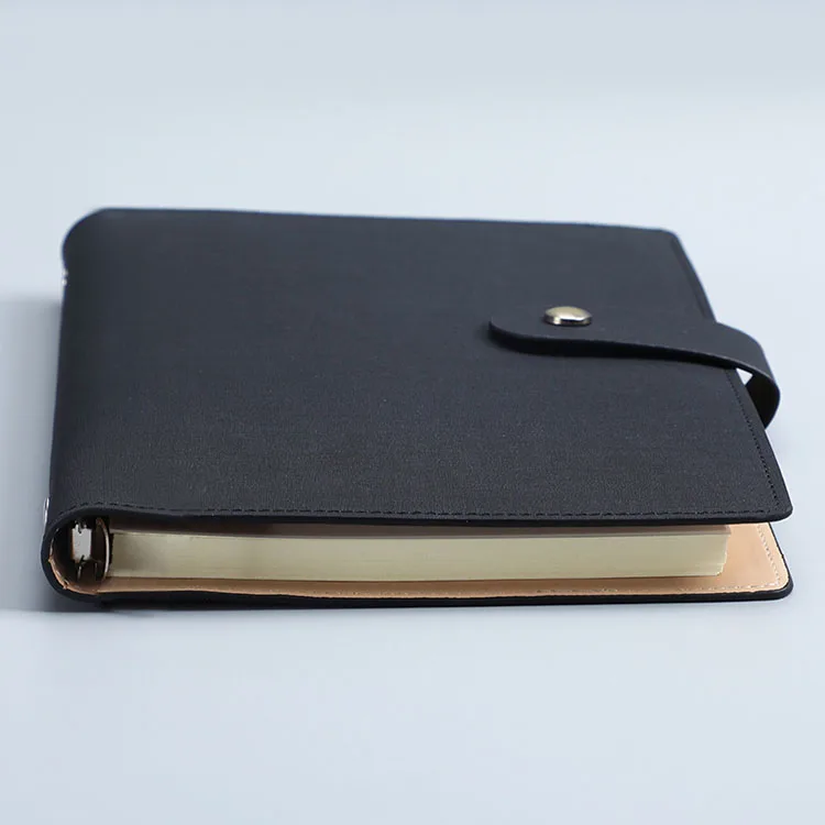 LABON Recycled Notebooks Buckle Closure Organizer A5 Custom Leather PU Cover Ring Binder