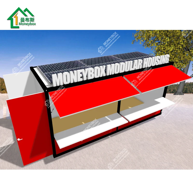 2018 new design 20ft prefab easy transport mobile portable fast food container shop