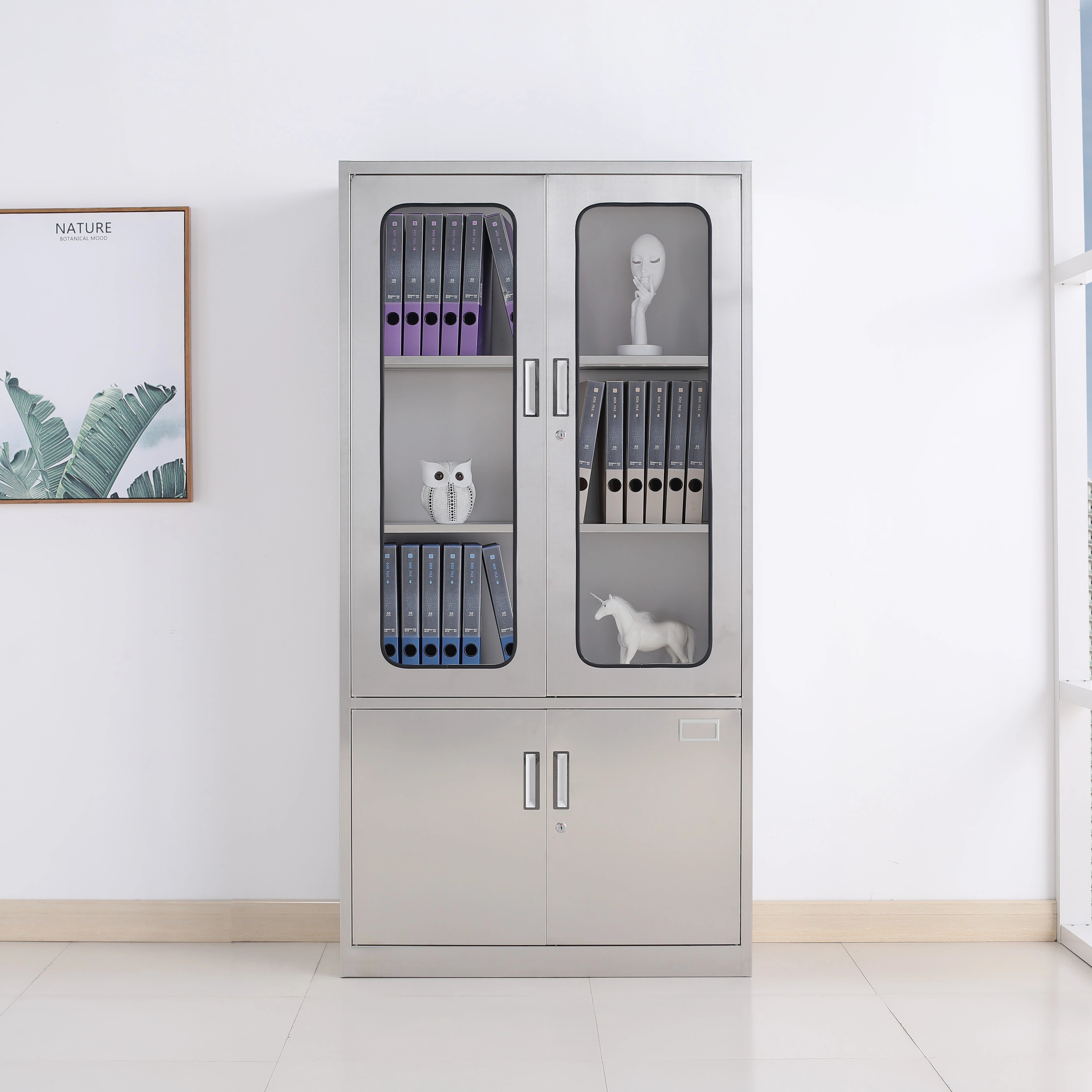 Стеклянный медицинский шкаф для инструментов амбулаторного медицинского кабинета Больничная мебель из нержавеющей стали