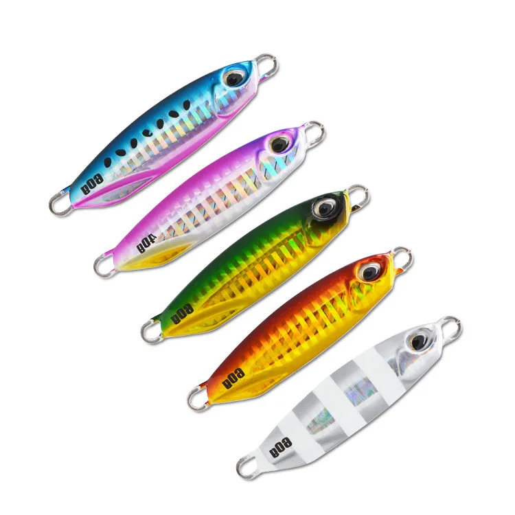 W0932 Shore Jigging Deep Fishing Lure Spearhead Minnow Duo Spinner Swim Bait Jigging Lead Head Spoon Metal Slow Jig 60g