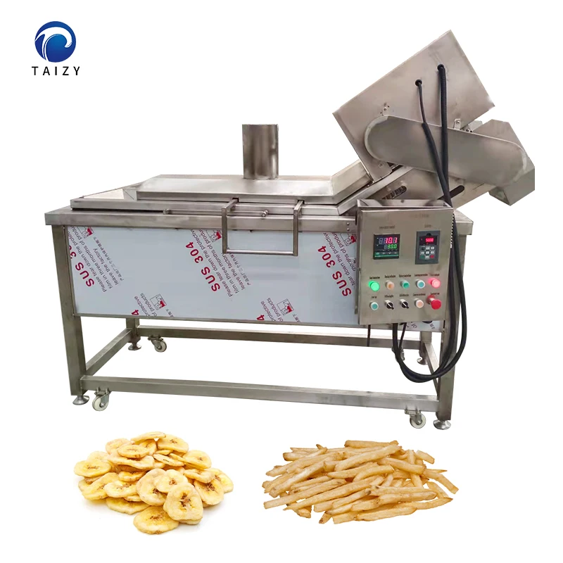 Continuous Conveyor Chip Deep Fryer Falafel Crispy Chicken Automatic Frying Machine