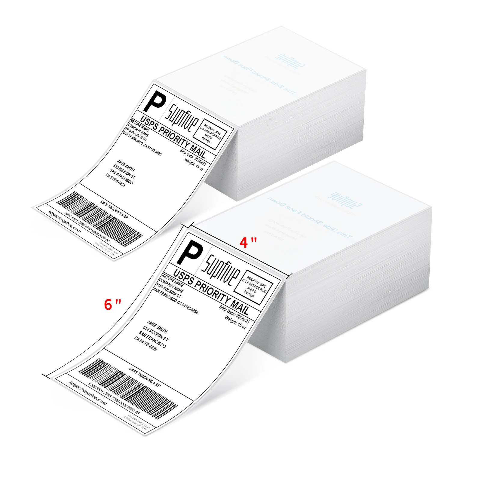 Factory Custom Pack of 500 4x6 Thermal Labels Fanfold Perforated and Strong Adhesive Direct Thermal Shipping Labels