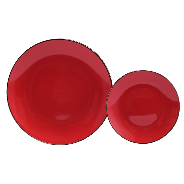 16 шт. stoneware dinnerset Новый с красным и черным глазурью дизайн керамика столовая посуда FDA LFGB сертификации