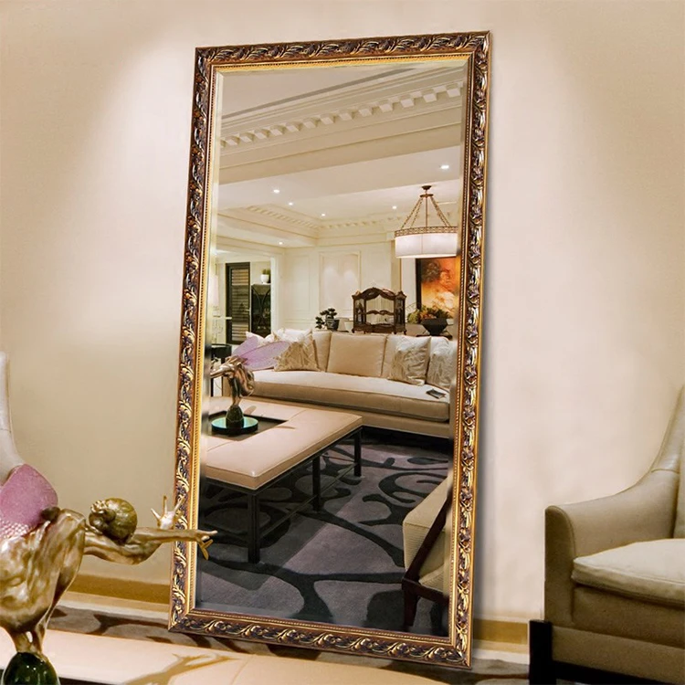 Custom Livingroom European Style Antique Ps Framed Floor Standing Full Length Vintage Mirror