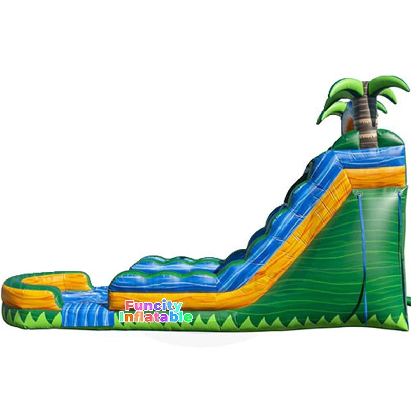Cheap small hot selling inflatable tropical coconut tree inflatable water slide for kids adults