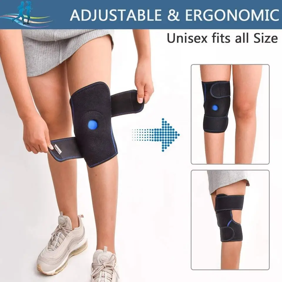 Flexible Knee Ice Pack Support Brace Wrap with cold Gel Packs for Hot and Cold Therapy