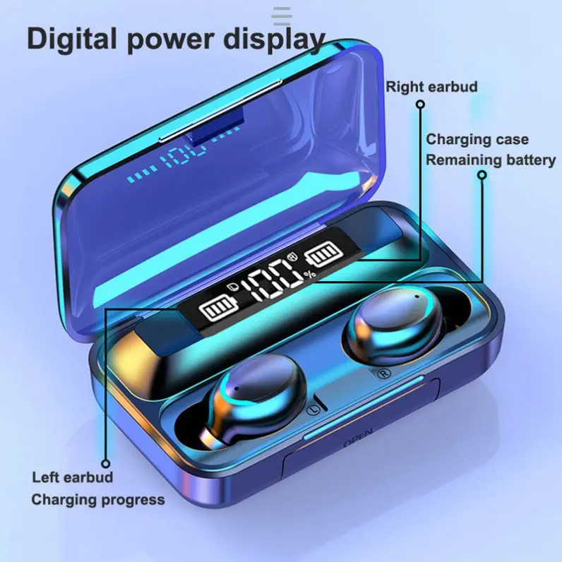  2020 Power Bank LED BT наушники True стерео F9-5C F9-5 F9 наушники-вкладыши TWS с микрофоном сенсорный музыкальные беспроводные