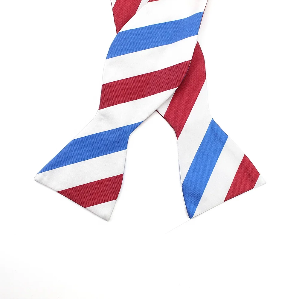 Self Tie Bow Ties For Men Preppy Look Butterfly Wholesale Blue Red College Stripe Polyester Detachable Bow Ties Manufacturers