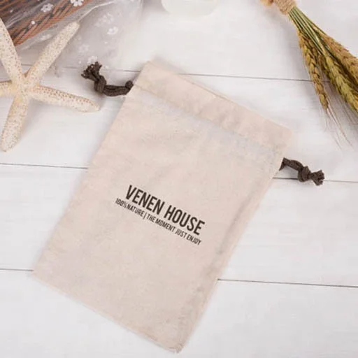 Eco friendly custom organic natural cotton bag plain cotton drawstring bag clothing garment thicker cotton canvas bags with logo