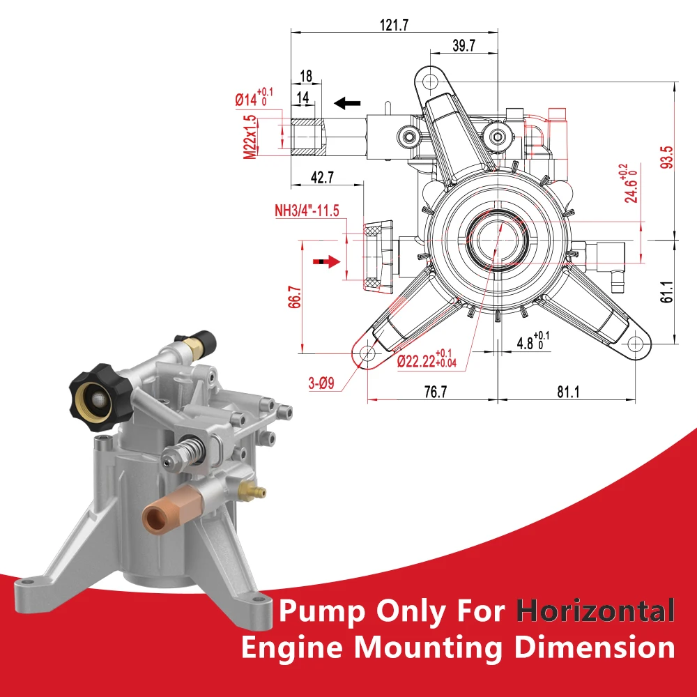 Kuhong High Flow Water High Pressure Washer Pump 15LPM 2900psi