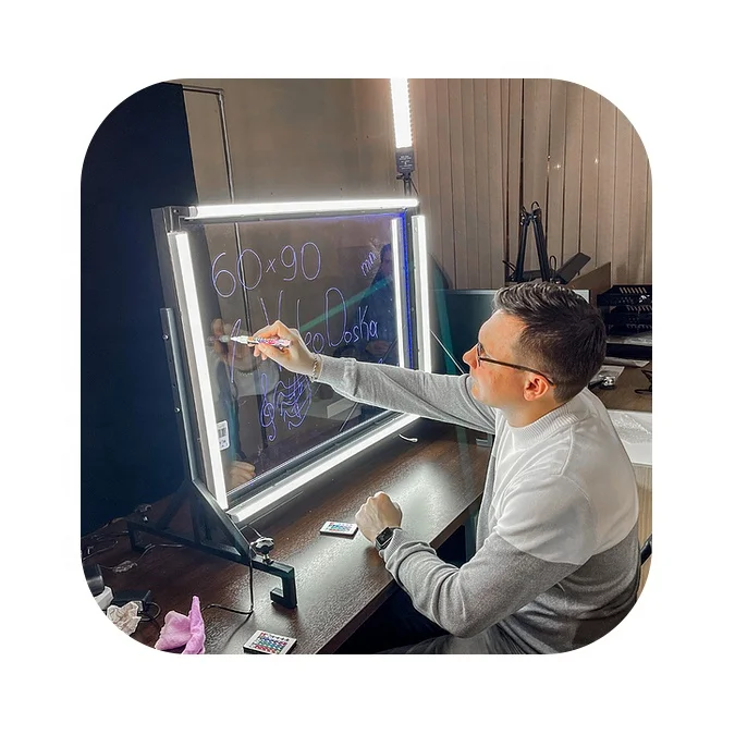 
Mini Whiteboard (Desktop Type Flip Chart), Made of Tempered Transparent Glass & Metal Frame, TOP Store, Custom Logo & Design 