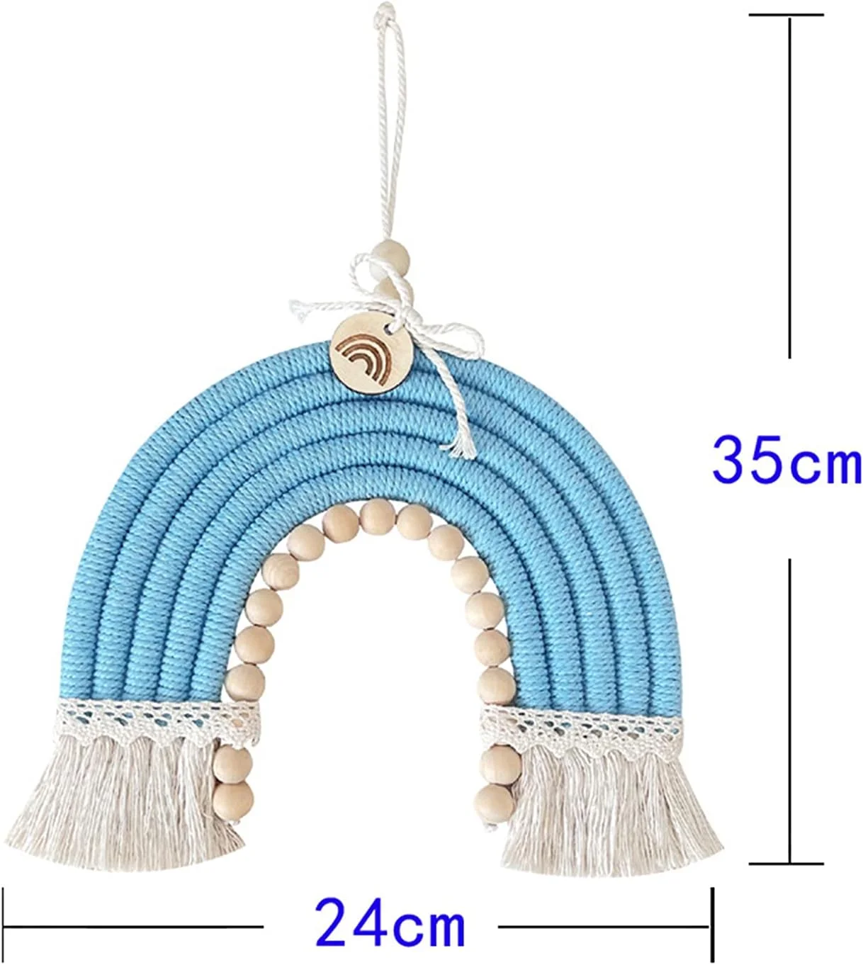Rainbow Wall Decor Handmade Weaving Ornament Wooden Beads Modern Home Decoration Accessories Hanging Pendant for Baby Kids Rooms