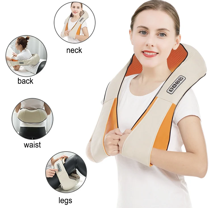 Hot-selling Electric Full Body Shiatsu Massage Belt Heated Smart Back Shoulder Neck Massager with Kneading Rollers