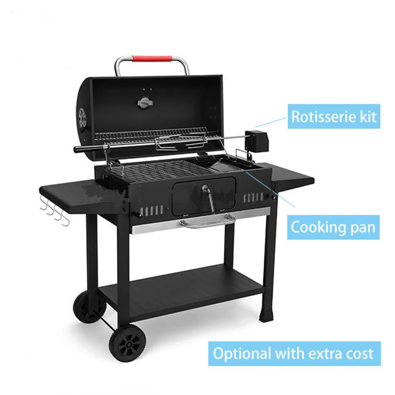 Smokeless Heavy Duty BBQ Grills high quality large charcoal grill Trolley Barbeque Smoker Rotisserie Barbecue BBQ Charcoal Grill