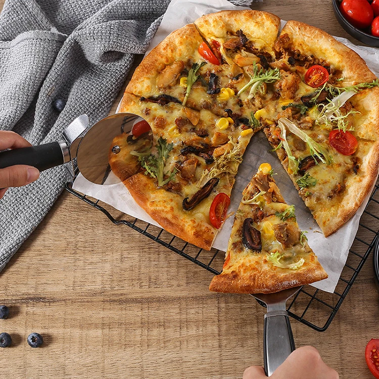 Factory New Arrival Baking Gadget 2PCS Kit Stainless Steel Pancake Cake Pizza Wheel Cutter Shovel Set