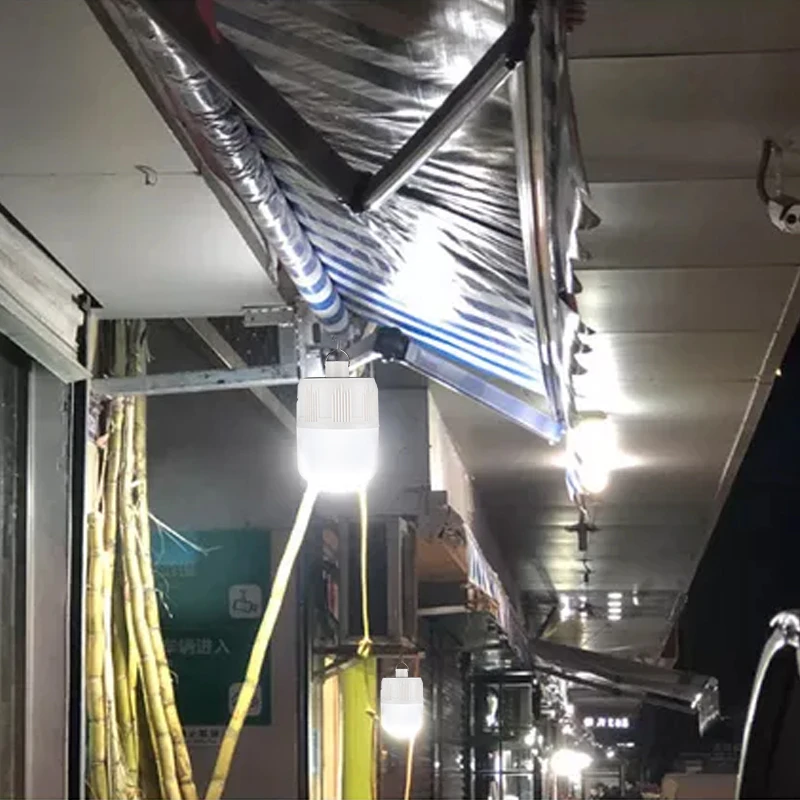 Morden Style Led Charging Bulb USB Solar Night Market Lamp Floor Light White 5V Emergency Light